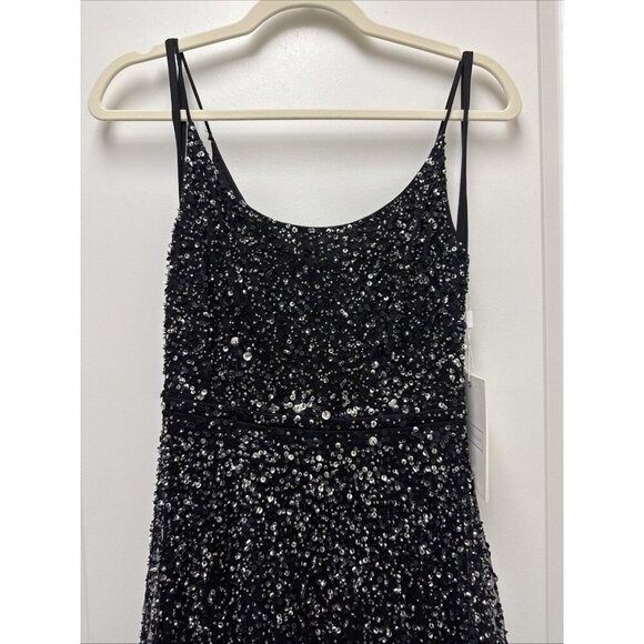 MAC DUGGAL Size 4 Black 10883 Embellished Scoop Neck Tiered Formal Gown Dress - Picture 5 of 11